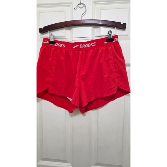 Brooks Women's Red Athletic Running Shorts Elastic Waistband & Inner Pocket Size - Picture 6 of 8